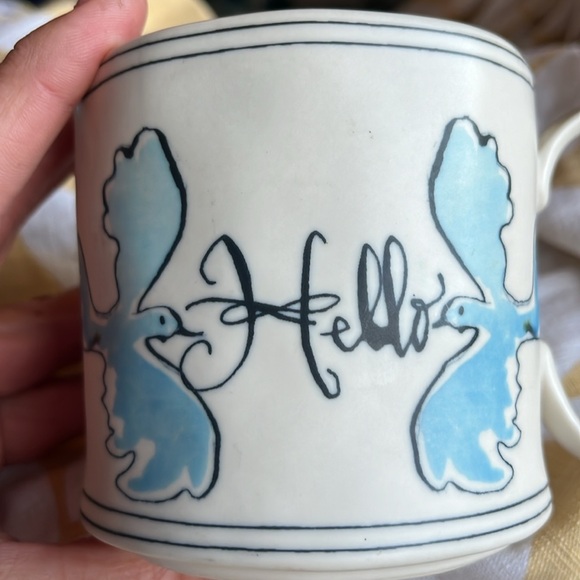Anthropologie Polka Dot Sketchbook Collection "Hello Day” Bird Mug - Picture 4 of 9